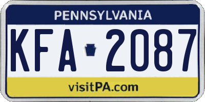 PA license plate KFA2087