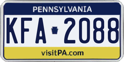 PA license plate KFA2088
