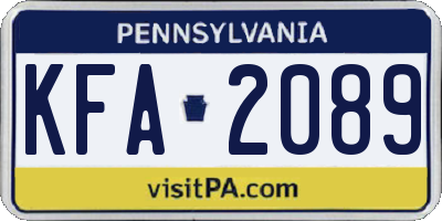 PA license plate KFA2089