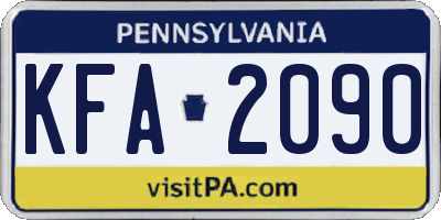 PA license plate KFA2090