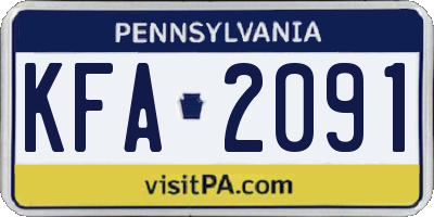 PA license plate KFA2091