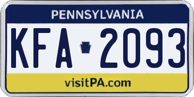 PA license plate KFA2093