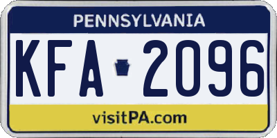 PA license plate KFA2096