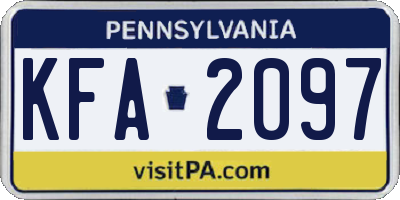 PA license plate KFA2097