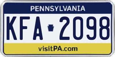 PA license plate KFA2098