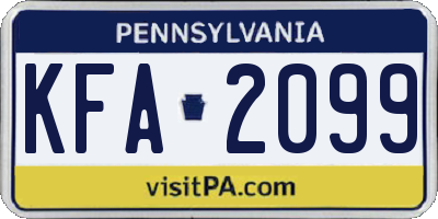 PA license plate KFA2099