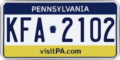 PA license plate KFA2102