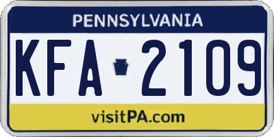 PA license plate KFA2109