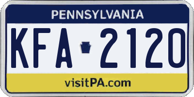 PA license plate KFA2120