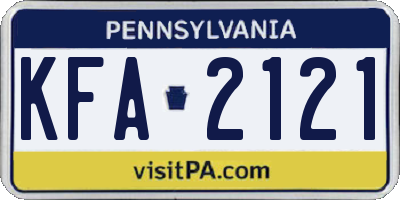 PA license plate KFA2121