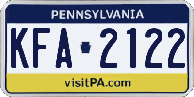 PA license plate KFA2122