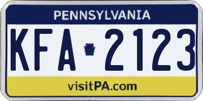 PA license plate KFA2123