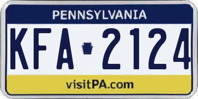PA license plate KFA2124