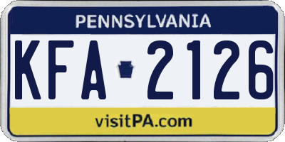 PA license plate KFA2126