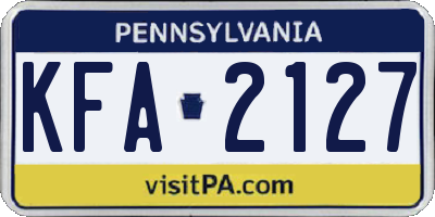 PA license plate KFA2127