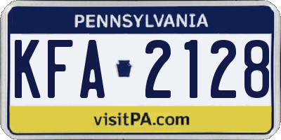 PA license plate KFA2128