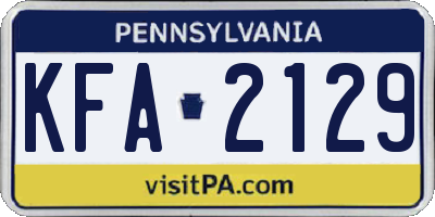 PA license plate KFA2129