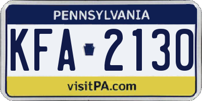 PA license plate KFA2130