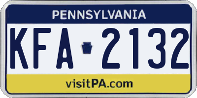 PA license plate KFA2132