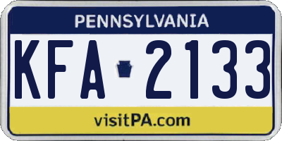 PA license plate KFA2133