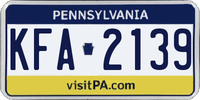 PA license plate KFA2139