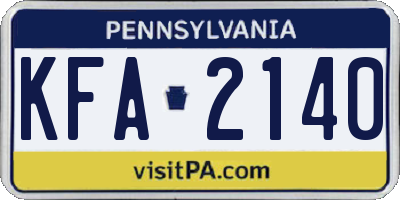 PA license plate KFA2140