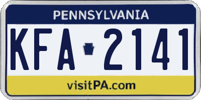 PA license plate KFA2141