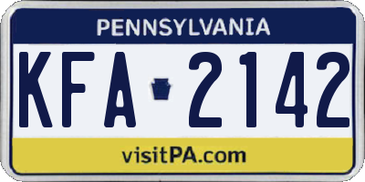 PA license plate KFA2142