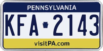 PA license plate KFA2143