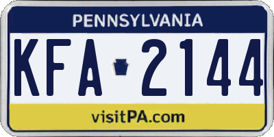 PA license plate KFA2144