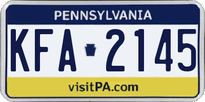 PA license plate KFA2145