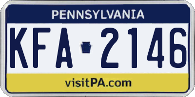 PA license plate KFA2146