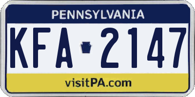 PA license plate KFA2147