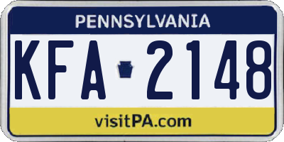 PA license plate KFA2148