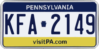 PA license plate KFA2149