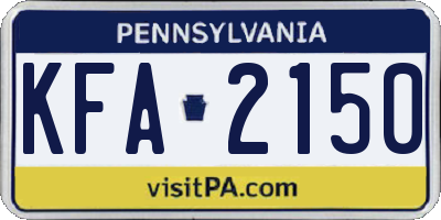 PA license plate KFA2150