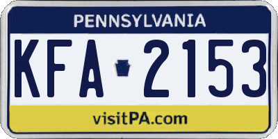 PA license plate KFA2153