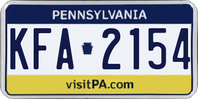 PA license plate KFA2154