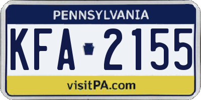 PA license plate KFA2155