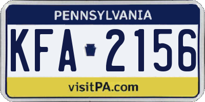 PA license plate KFA2156