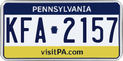 PA license plate KFA2157
