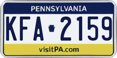 PA license plate KFA2159