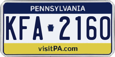 PA license plate KFA2160