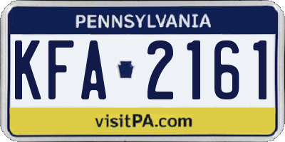 PA license plate KFA2161