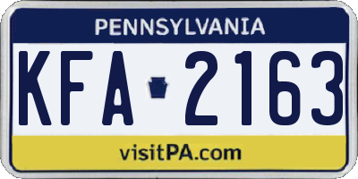 PA license plate KFA2163