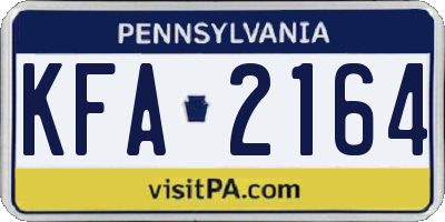 PA license plate KFA2164