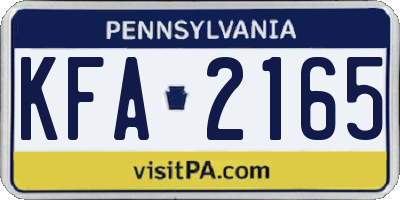 PA license plate KFA2165