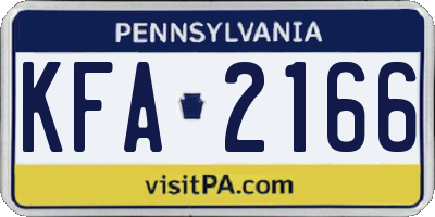 PA license plate KFA2166