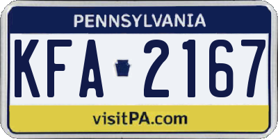 PA license plate KFA2167