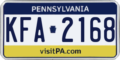 PA license plate KFA2168